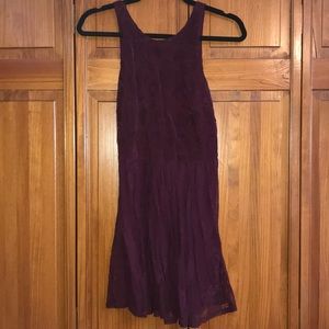 High Neck Maroon Dress